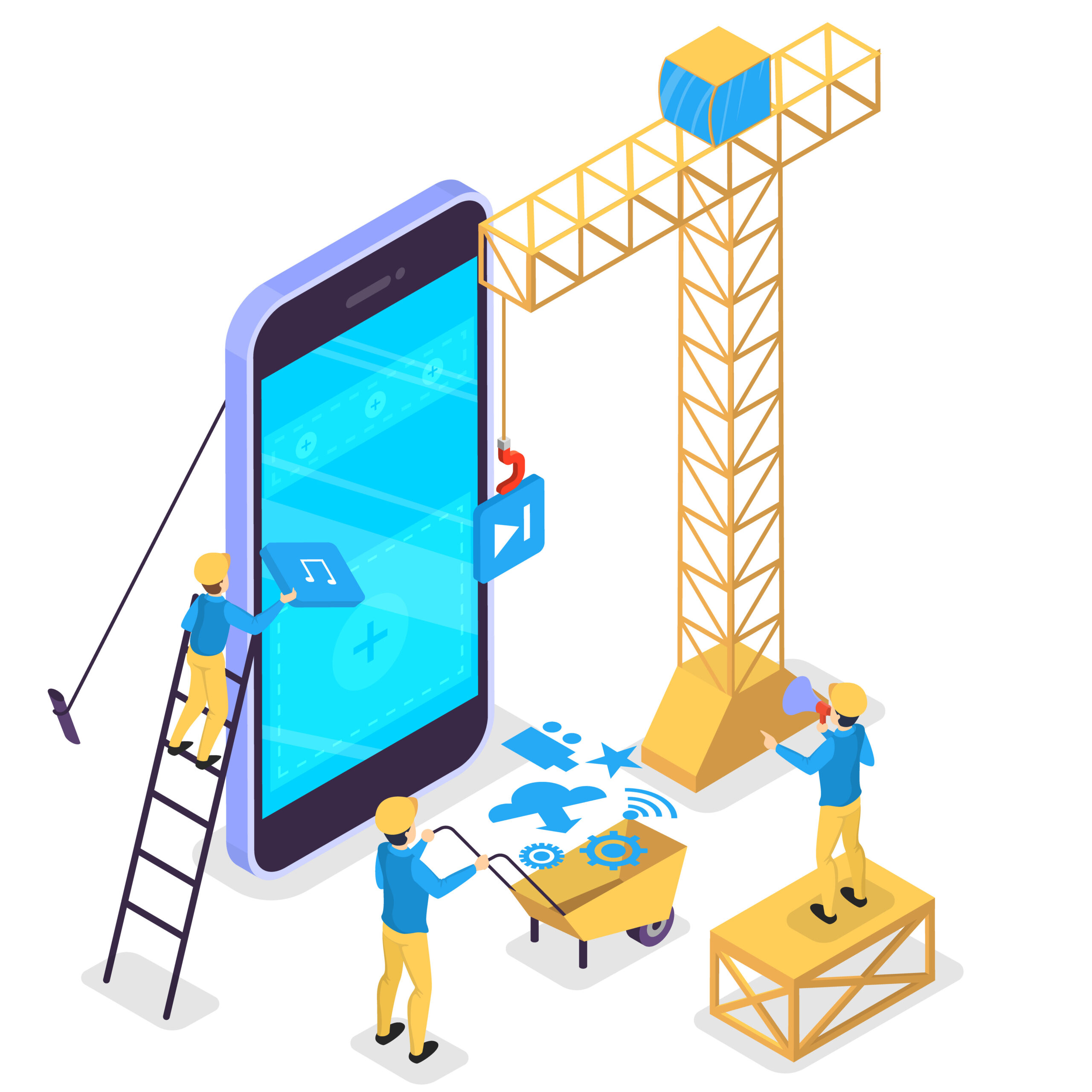 Mobile app development concept. Modern technology and smartphone